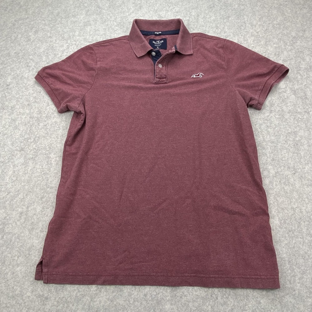 Hollister Epic Flex Polo Shirt Mens XL Red Heather Stretch Casual Classic Logo